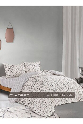 INREST 4-piece Bedding Set – Includes Single Comforter (170×230 cm) 100% Cotton in Gray
