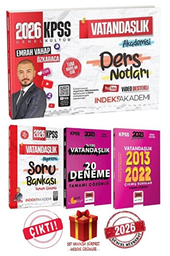 İndeks Akademi 2026 İndeks Akademi KPSS Emrah Vahap Özkaraca Ders Notları+Vatandaşlık Soru Bankası+Deneme+Çıkmış