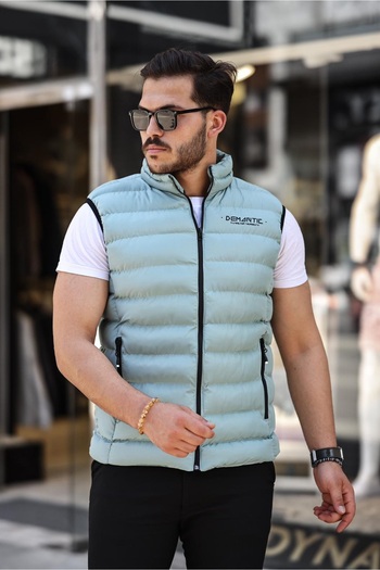 SERAZAT Men's Aqua Green Puffer Vest with Inner Lining Waterproof