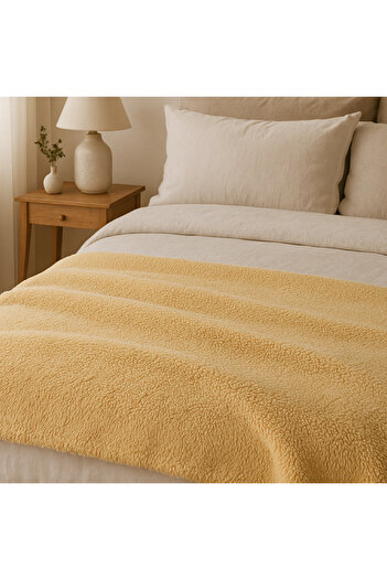 Elega Decor Sherpa Blanket Double (150x200cm) - Beige | Soft, Cozy Throw Blanket, Machine Washable