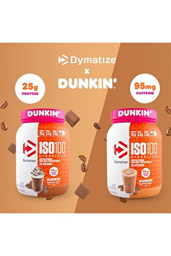 Dymatize ISO 100 Hydrolyzed whey protein isolate, Dunkin Cappuccino, 1.36 LB