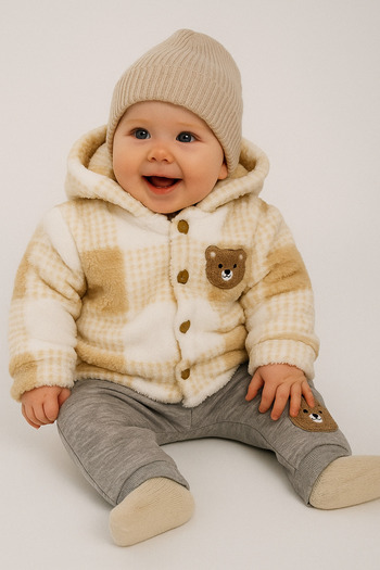 bebekyol Lamb Plaid Printed Winter Baby Set