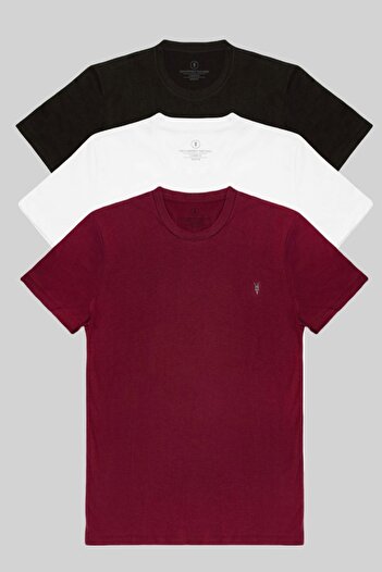 COMBİNE MİCHAİL Men's 3-Piece 100% Cotton Basic Crew Neck T-Shirt