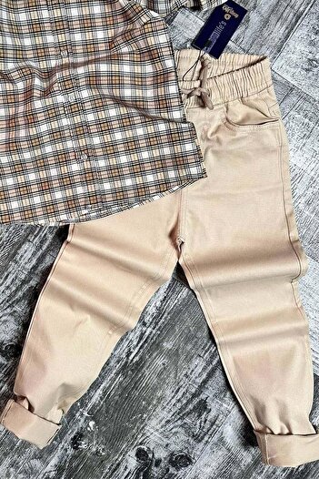 Riccotarz Σετ μπλουζάκι με μπλουζάκι Lycra Gabardine Boy's ριγέ υφασμένο καφέ και κάτω