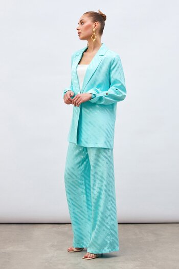 Sateen Παντελόνι με σχέδιο Casual - Τιρκουάζ