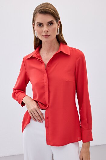 Sateen Red Classic Plain Shirt