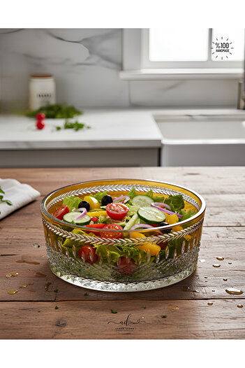 AKDEN STORE Crystal Decor Colored Glass Bowl / Tableware Presentation Bowl / Salad Bowl