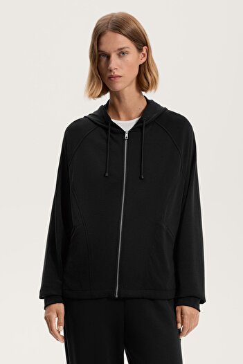 Oysho Hooded boxy jacket with modal