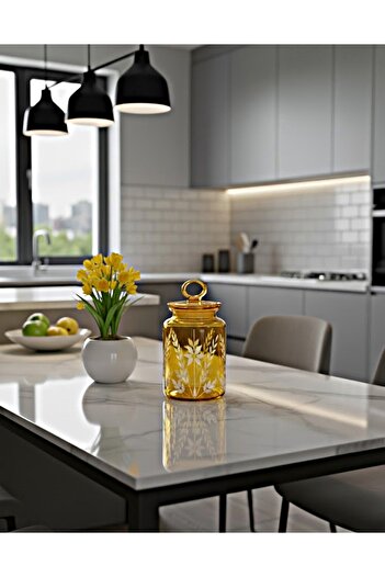 DECOSTYLE Paşabahçe 98673 Kitchen Başak Dekorlu Renkli Büyük Boy Kavanoz 1.515 cc