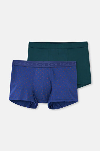 Dagi Πλακάκι-Navy Blue 2-Pece με σχέδιο Micro Modal Boxer