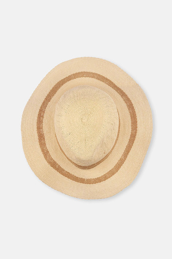 Dagi Straw Ecru Line Patterned Hat