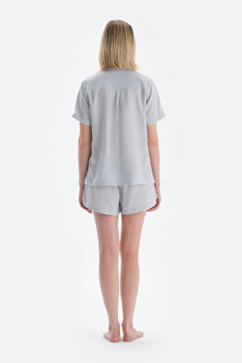 Dagi Light Gray Cool Touch Short Sleeve Woven Shirt with Piping