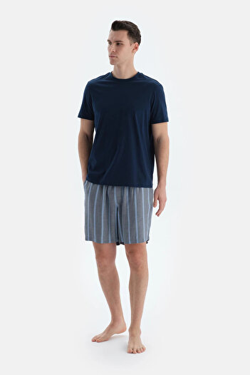Dagi Gray Striped Woven Shorts