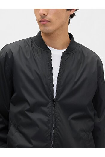 GAP Erkek Siyah 100% Geri Dönüştürülmüş Relaxed Ripstop Bomber Ceket
