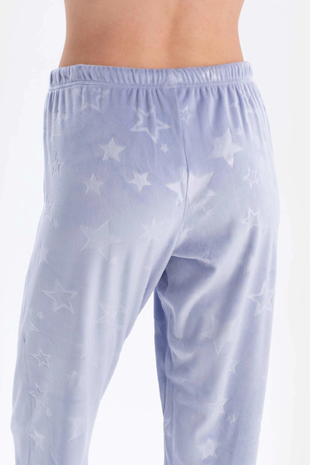 Dagi Mavi Gofre Yıldız Detaylı Örme Pijama Takımı
