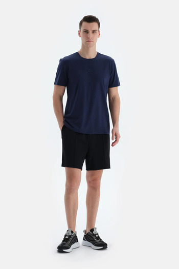 Dagi Black Ribbed Detailed Shorts with Pockets and Cord