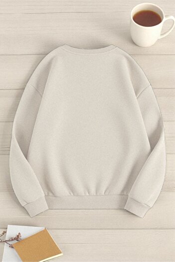 uyguntarz Unisex Leopard Heart Pattern Printed Oversize Sweatshirt