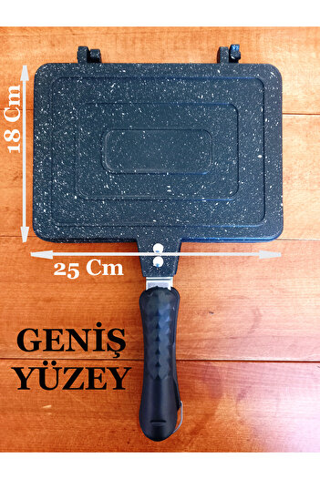 BERMİRA Home Collection Granit Döküm Ocak Üstü El Tost Makinesi 25 X 18 CM