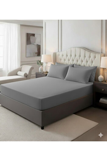 She&Co Double Size Rubberized Bed Sheet Set - 3 Pieces |   Gray