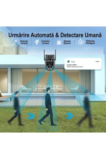 OEM Camera Supraveghere ICSee 6MP 4K Dual Lens, Zoom 5X, Urmarire Umana, Audio Bidirectional, Night V.