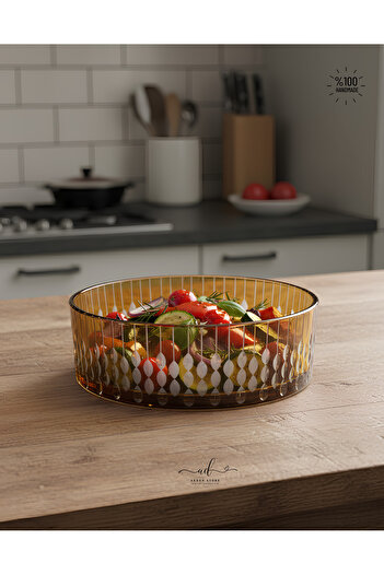 AKDEN STORE Crystal Decor Glass Bowl, Presentation Bowl, Salad Bowl