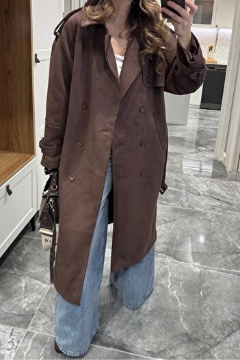 Suziş KUŞAKLI SÜET TRENÇKOT 9608