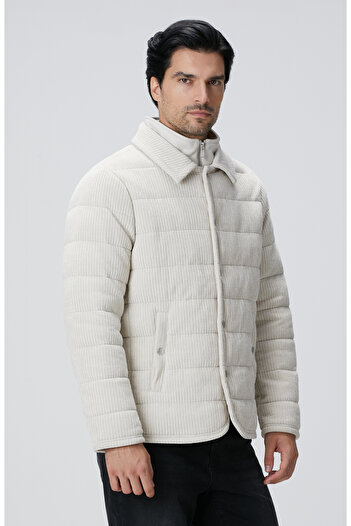 Network Kırık Beyaz Fitilli Kadife Puffer Coat Ceket