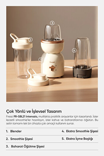 Fressi Öğütücülü Çift Şişeli Smoothie Blender Seti 400W FR-SBL21 İntenssio
