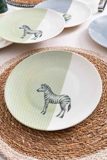 RUBİ PORSELEN 6-Piece Savanda Safari Themed Cake Plate Set 20cm - Breakfast & Dessert Presentation