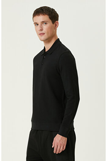 Network Siyah Polo Yaka SweaTshirt