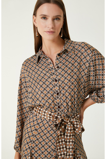 Network Kahverengi Camel Midi Elbise