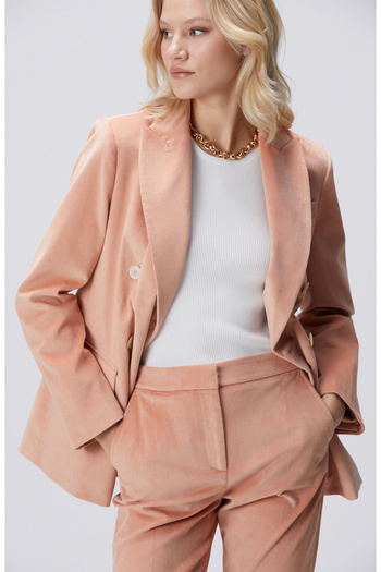 Network Pembe Limited Fitilli Kadife Pantolon