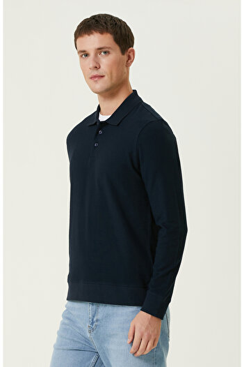 Network Lacivert Polo Yaka SweaTshirt