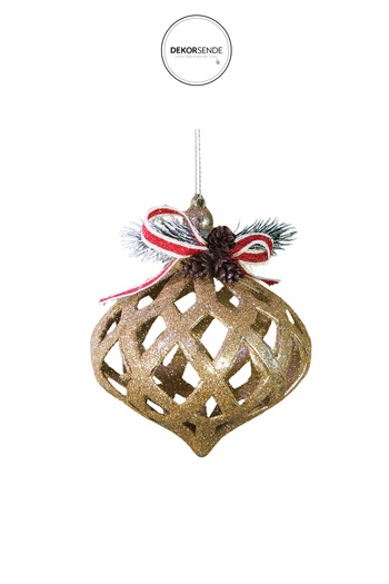Dekorsende Christmas Ornament Pinecone Glitter Topper Champagne 14 cm