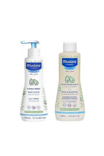 Mustela Πακέτο Bebe για κανονικό δέρμα, για μαλλιά και σώμα, Σαμπουάν 500ml, Κρέμα Hydra Bebe 300ml