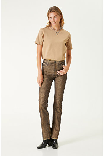 Network Altın Rengi Denim Pantolon