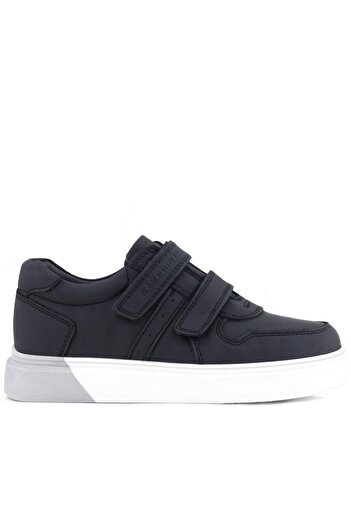 Rakerplus Genuine Leather Velcro Black and White Sole Boys' Sports Shoes
