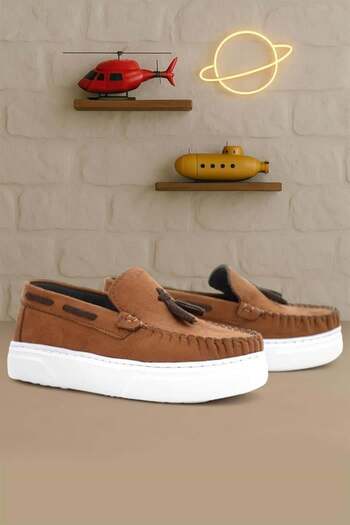 Rakerplus Tan Suede Boy's Classic Loafer Shoes