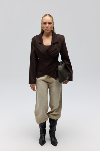 MAİ COLLECTİON Norbury Triangle Λεπτομέρεια Καφέ Blazer