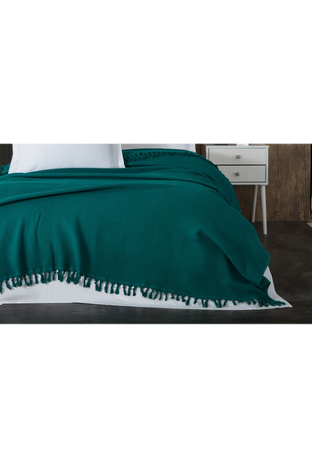 Calista home 100% Cotton Pique Summer/Winter Can Be Used in 4 Seasons Soft Waffle Honeycomb Pique Double Size Green