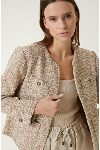 Network Bej Tweed Ceket