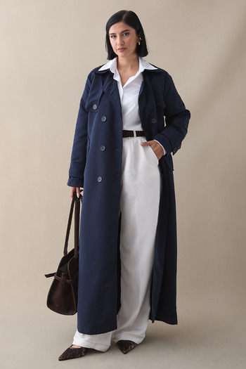 InStyle Καμπαρντίνα με διπλό κάλυμμα και ζώνη Navy Blue