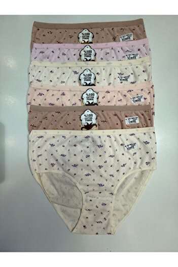 Özten Pack of 6 100% Cotton Floral Pattern Jacquard Bato Panties Ö121