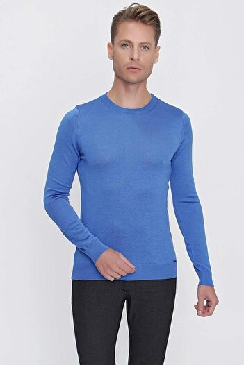 Efor TR 840 Slim Fit Mavi Klasik Triko