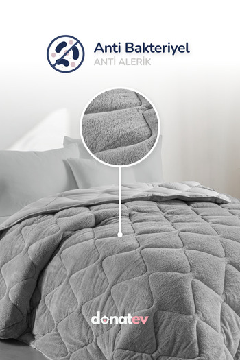 DONATEV Double Wellsoft Gray Quilt Set with Gift 195 X 215