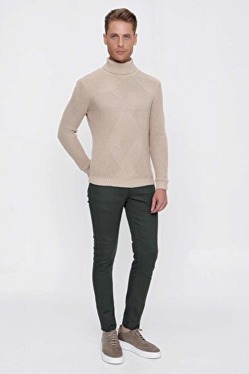 Efor TR 850 Slim Fit Bej Klasik Triko