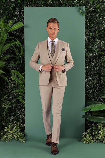 Efor TK 871 Slim Fit Bej Klasik Takım Elbise
