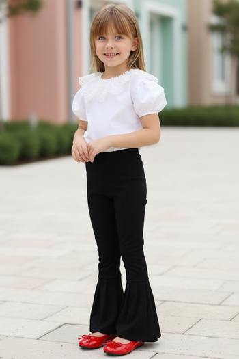 Parla Kids Κορίτσια Child Queen Crew Neck Ecru Lace Λεπτομερής μπλούζα Ισπανικό καλσόν Σετ 23 Απριλίου