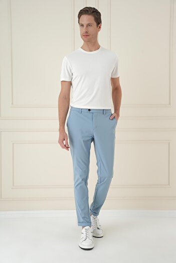Efor Comfort Fit Beli Lastikli Esnek Casual Havacı Mavi Pantolon P 1173