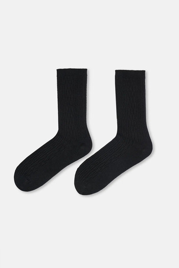 Eros Black Women's Knitted Pattern Bamboo Socks